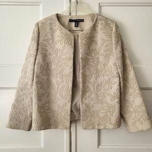 Linda Allard Ellen Tracy Botanical Cutout Open Blazer Jacket 12P